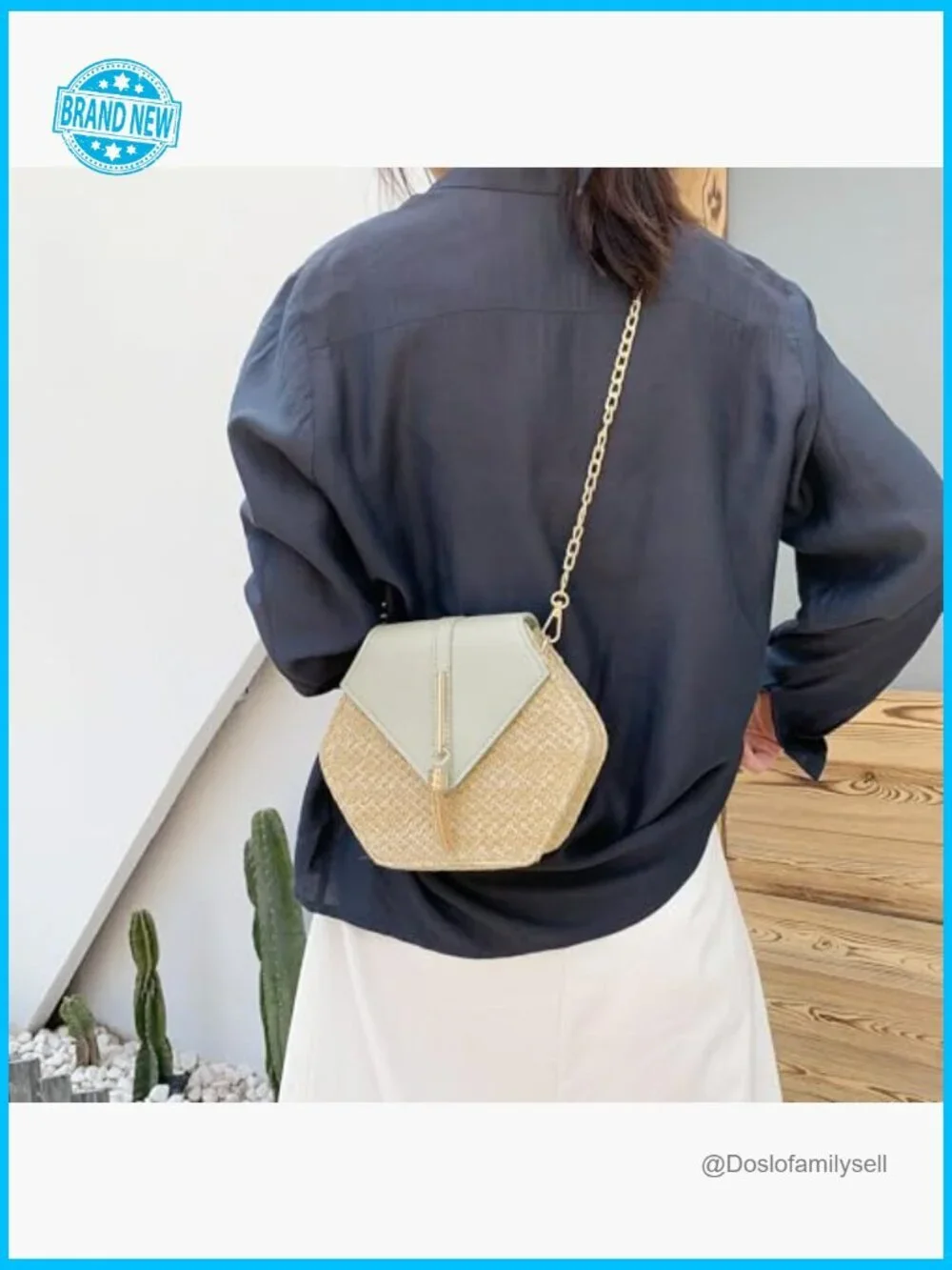Straw Crossbody Bag Shoulder Handbag Summer Beach Purse with Tassel